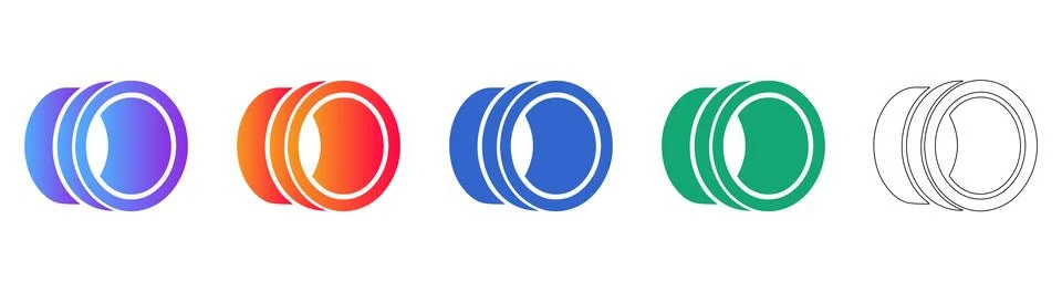 Abstract Gradient Circular Geometric Vector Icon Set 스톡 일러스트