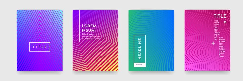 Abstract gradient color pattern texture for book cover template vector set 库存插图