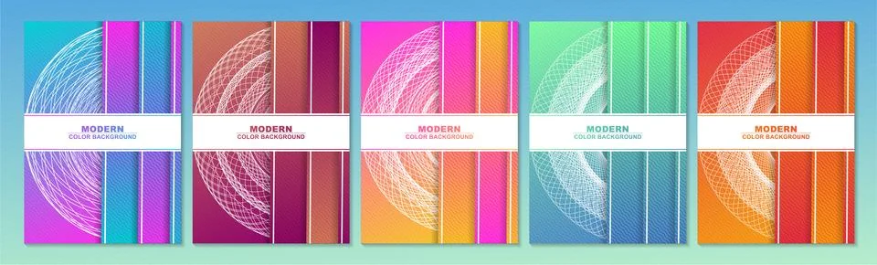 Abstract gradient color pattern texture for book cover template vector set Illustrazione stock
