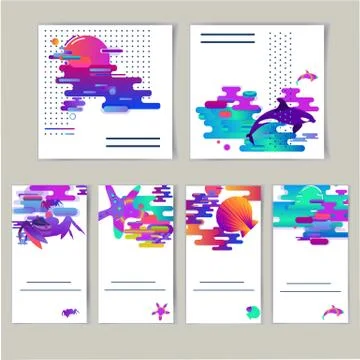 Abstract gradient combination rounded curves, modern acids, fluorescent colors Stock Illustration