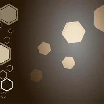 Abstract gradient dark brown background with different size and opacity hexag Stock Illustration