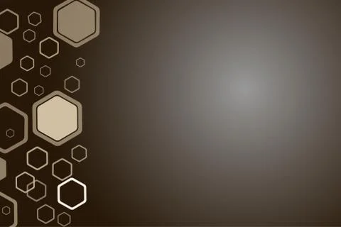 Abstract gradient dark brown wide background with different size hexagon ring Stock Photos