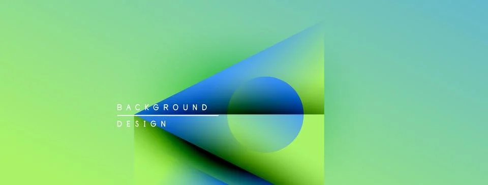 Abstract gradient design. Blue circle overlaps rectangle. Green, turquoise hues Stock Illustration