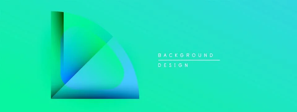 Abstract gradient design features layered shapes. Turquoise, teal hues create Ilustração Stock