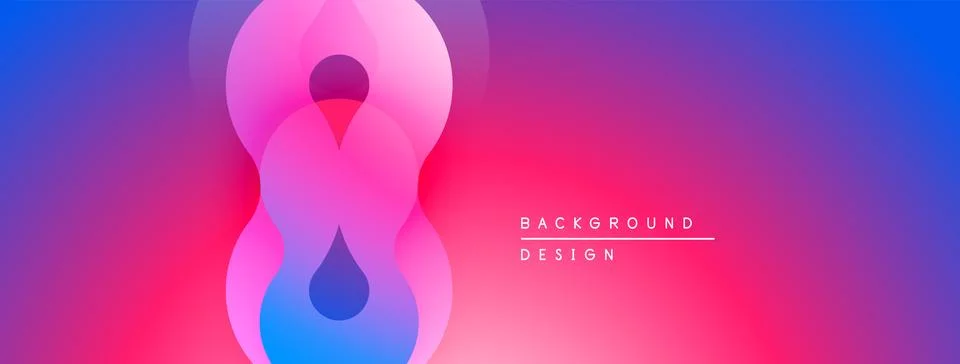 Abstract gradient design features overlapping circles. Pink, purple, blue hues Stock Illustration