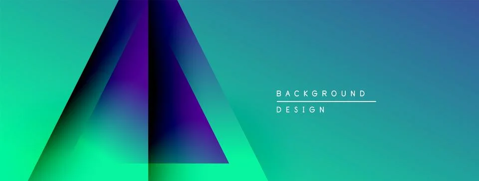 Abstract gradient design features triangular shapes, vibrant turquoise, purple Ilustração Stock