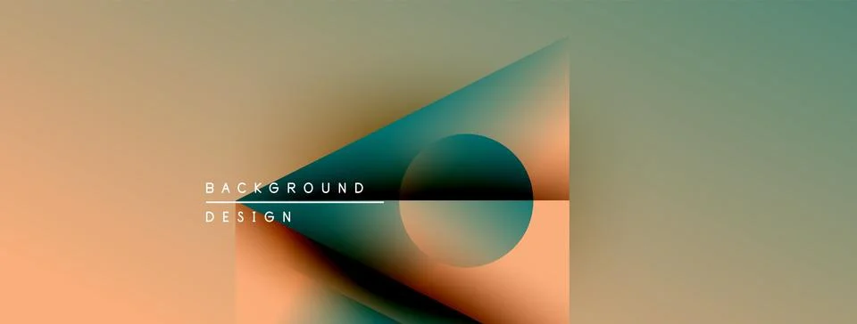 Abstract gradient design. Fluid shapes blend orange, teal, gray. Minimalist Illustrazione stock
