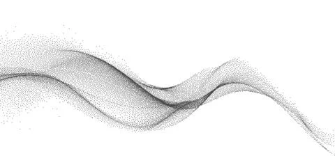 Abstract gradient dynamic wave of particles. Black dotwork grain texture. Stock Illustration