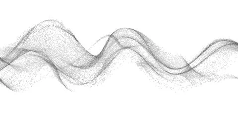 Abstract gradient dynamic wave of particles. Black dotwork grain texture. 스톡 일러스트