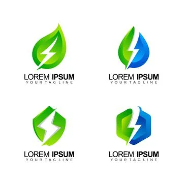 Abstract Gradient Energy Collection Leaf Drop Shield Hexa Logo Template Ilustração Stock