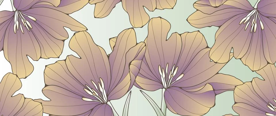 Abstract gradient floral background in purple and yellow tones. Stock Illustration