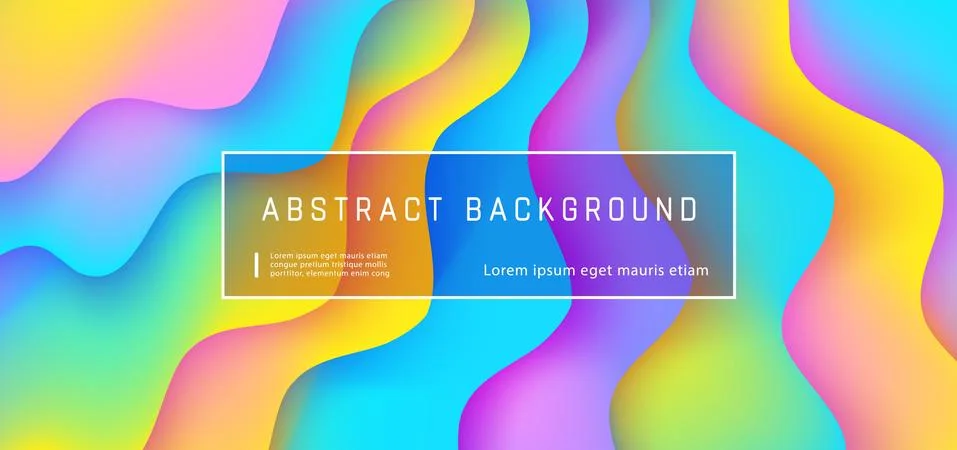 Abstract gradient fluid background with expressive rainbow wave motion flow and Stock Illustration