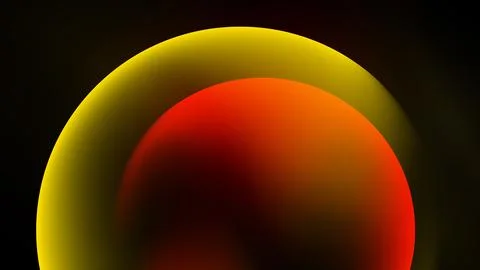 Abstract gradient forms semicircle. Yellow blends into orange, red hues dom.. Stock Illustration