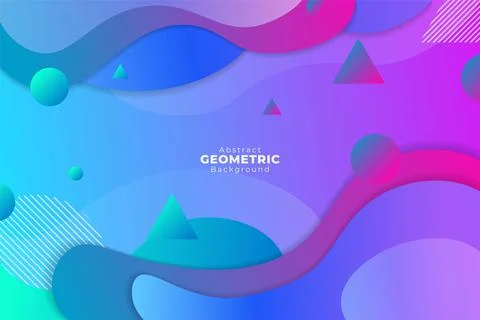 Abstract Gradient Geometric Background with Dynamic Fluid Shape Blue and Purp Stock Illustration
