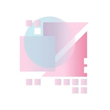 Abstract gradient geometric forms in blue, pink and purple colors, colorful Stock Illustration