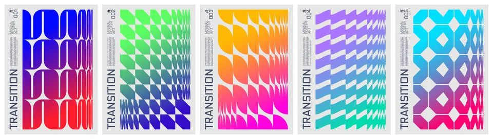 Abstract gradient geometric pattern graphic in brutalism aesthetics, Set mi.. Stock Illustration