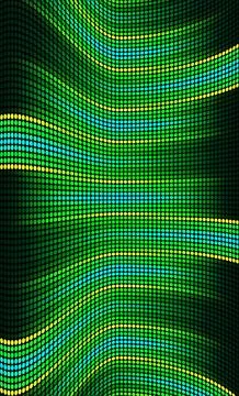 Abstract Gradient Green Dotted Halftone Wave Pattern on Dark Background Stock-Illustration