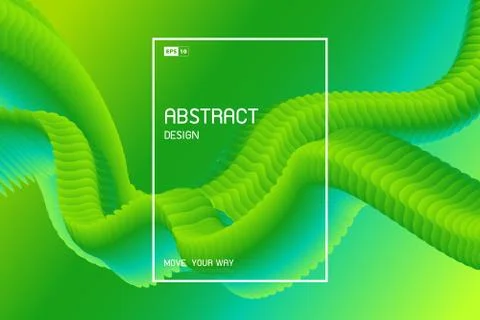 Abstract gradient green fluid wavy pattern design of decorative artwork Stock Illustration