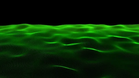 Abstract gradient green line wave animated 4K. blue particle line background Stock Footage 259610279