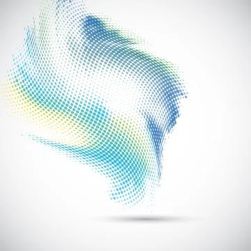 Abstract Gradient Halftone Wave Background with Flowing Dot Stock Illustration