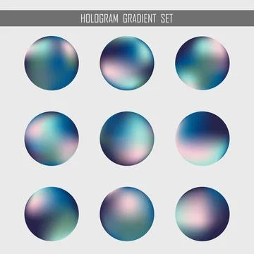 Abstract gradient hologram orb set design element background. Stock Illustration
