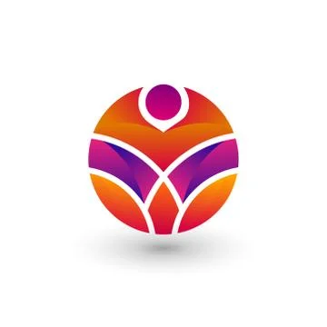 Abstract Gradient Human Leaf Logo Premium Template Stock Illustration