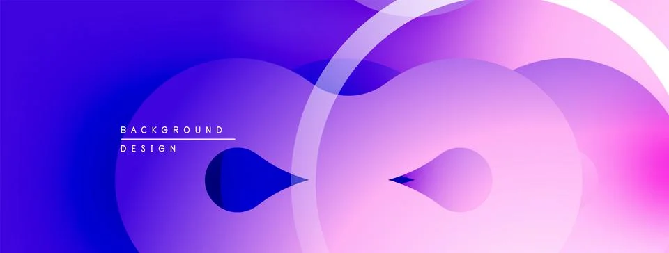 Abstract gradient layers create dynamic visual effect. Overlapping circles form Ilustración de archivo