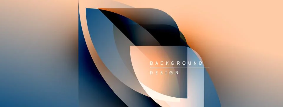 Abstract gradient layers create flowing shapes. Soft colors blend, forming Illustrazione stock