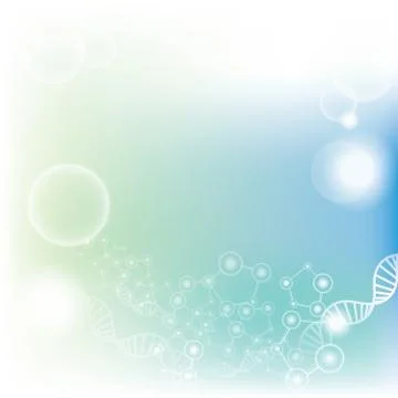 Abstract gradient light blue and turquoise background with molecules and DNA Stock Illustration