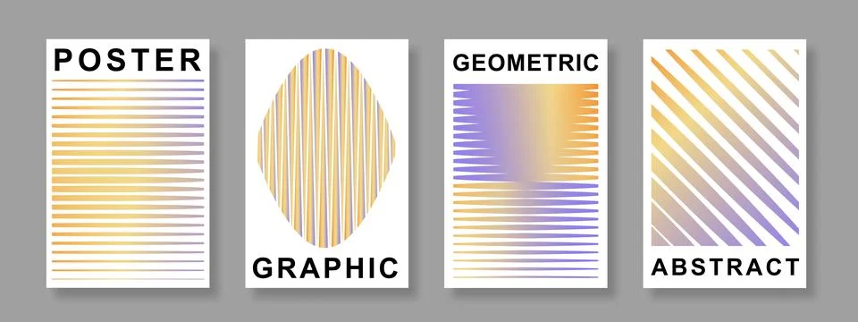 Abstract gradient line poster background set Illustrazione stock