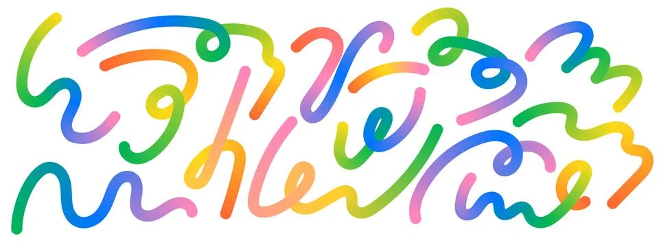 Abstract gradient lines. Bright rainbow shapes with fluid color and playful.. Stock Illustration