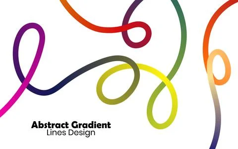 Abstract gradient lines design with colorful flowing wavy shapes on white b.. 스톡 일러스트