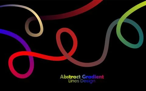 Abstract gradient lines design with colorful flowing wavy shapes on black b.. 스톡 일러스트