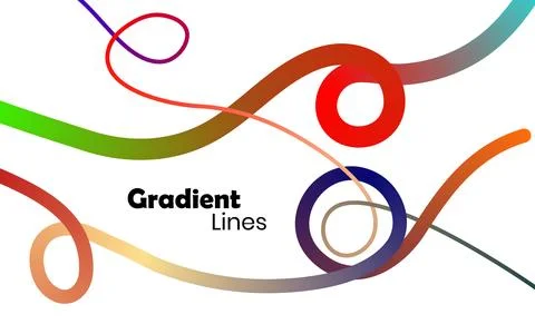 Abstract gradient lines forming complex looping paths over clean white back.. Ilustración de archivo