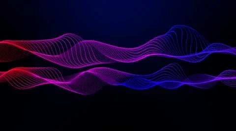 Abstract gradient lines. Wave pattern. Neon waves, particles background. Stock Illustration