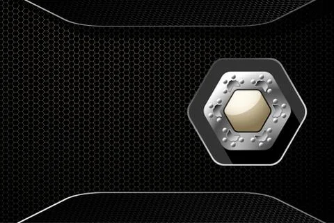 Abstract gradient mesh background with two rivets and hexagon beige and metal Stock Photos