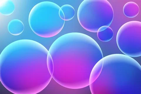 Abstract gradient mesh glowing background with 3D sphere shapes Stock Illustration