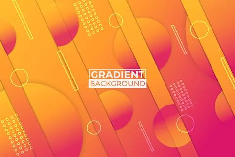 Abstract Gradient Orange and Pink Background with Diagonal Lines and Circles Stock Illustration