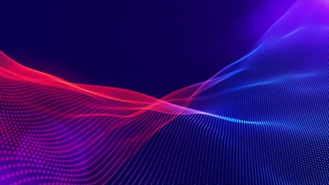 Abstract gradient particle waves seamlessly flowing with soft purple light Stock Footage 275281148
