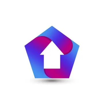 Abstract Gradient Pentagone Home Logo Design Template Premium Vector 스톡 일러스트