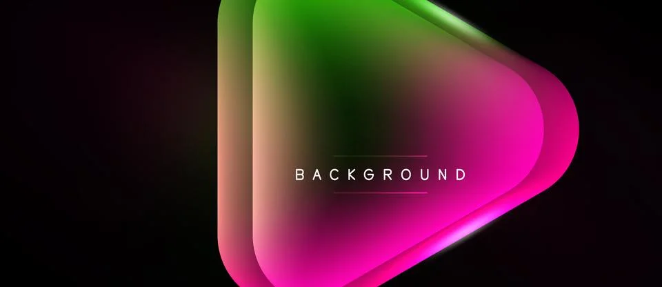 Abstract gradient play button design over black background. Vivid colors blen 스톡 일러스트