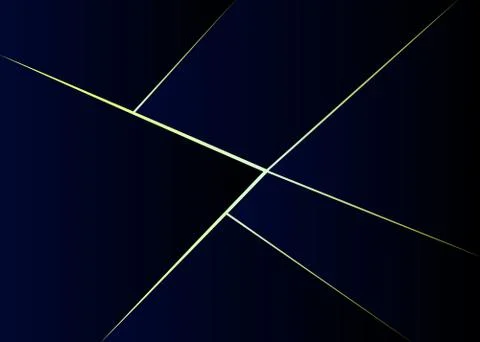 Abstract gradient polygonal dark blue with gold line background. Geometric tr Stock Illustration