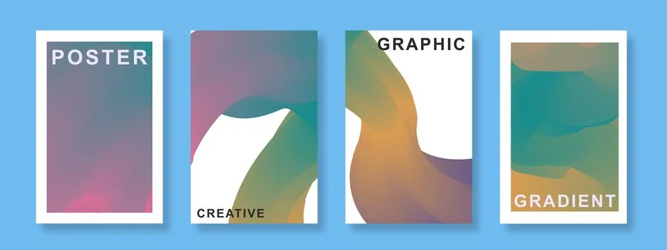 Abstract gradient poster on white background set Stock Illustration