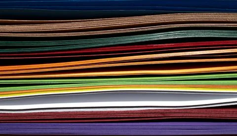 Abstract gradient rainbow color wave curl strip paper background. Template .. Stock Photos