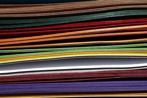 Abstract gradient rainbow color wave curl strip paper background. Template .. Stock Photos