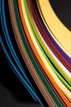 Abstract gradient rainbow color wave curl strip paper background. Template .. Stock Photos