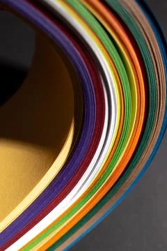 Abstract gradient rainbow color wave curl strip paper background. Template .. 스톡 사진