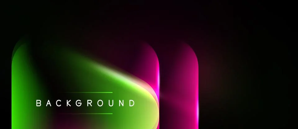 Abstract gradient rectangle dominates image. Vivid green transitions to mag.. Stock Illustration