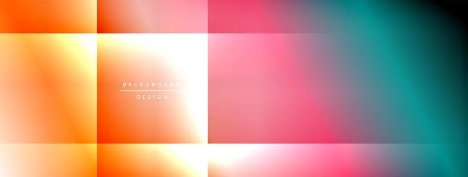 Abstract gradient rectangles overlap. Vibrant colors blend, creating modern Stock Illustration
