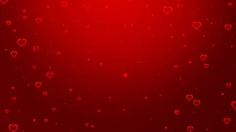 Abstract gradient red background with glowing hearts and spots Stock Illustration